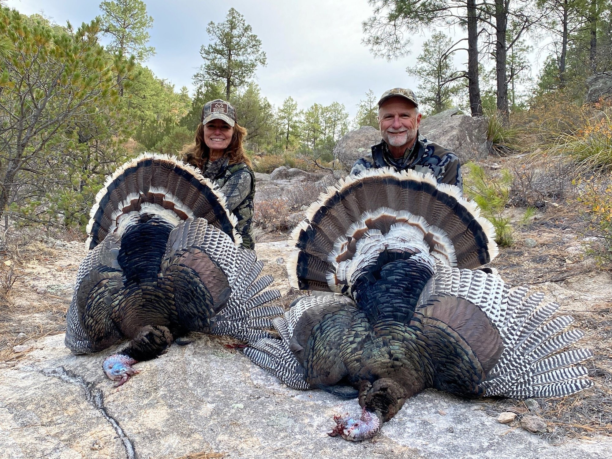 Leiza with partner and two turkeys