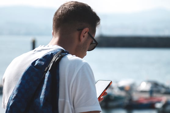 checking phone marina